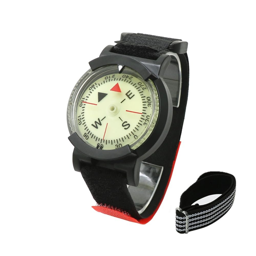 HXBER 50M Underwater Diving Compass Luminous Dive Wrist Compass Waterproof Navigation Tool for Diving Camping Cycle Outdoor Activity