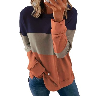 FOCLMP Women Crew Neck Trendy Sweatshirts Long Sleeve Shirts Sweatshirt Pullover Tops Fall Fashion Comfort Clothing 2024 Comfort Hoodies for Anxiety Women Blue Large