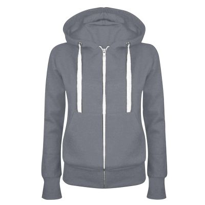 FOCLMP Women 2024 Zip Up Trendy Hoodies Lightweight Sweatshirts Jackets Drawstring Hooded Sweatshirt Casual Fashion Clothes Hiking Sweatshirt Women Gray X-Large