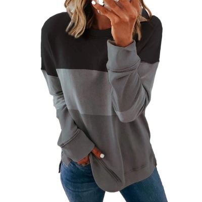 FOCLMP Women Crew Neck Trendy Sweatshirts Long Sleeve Shirts Sweatshirt Pullover Tops Fall Fashion Comfort Clothing 2024 Women Clothing Trendy 2024 Gray Large