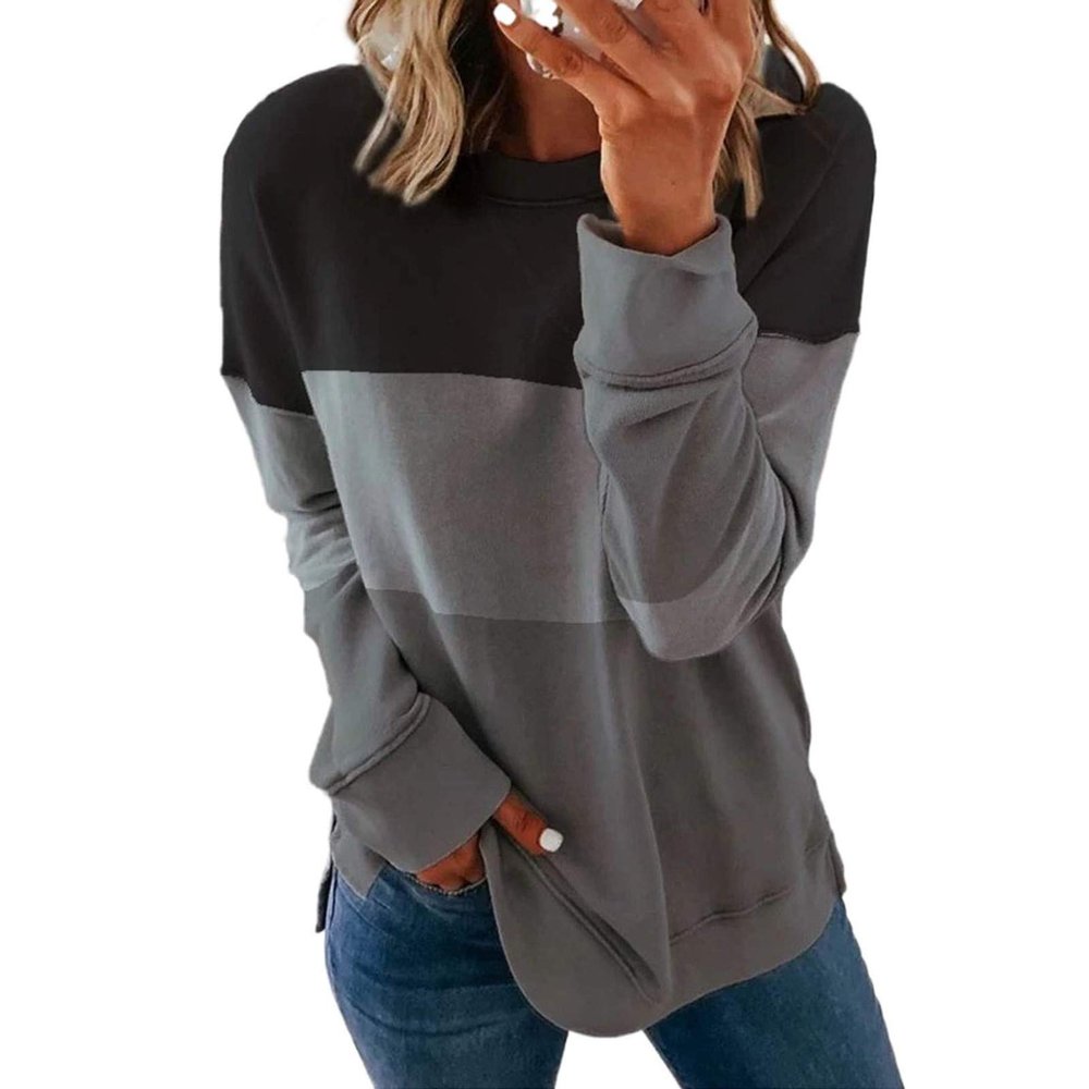 FOCLMP Women Crew Neck Trendy Sweatshirts Long Sleeve Shirts Sweatshirt Pullover Tops Fall Fashion Comfort Clothing 2024 Women Clothing Trendy 2024 Gray Large
