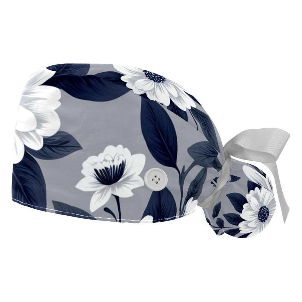 2 Pieces Scrub Caps Women Peony Flowers Leaves Men's Scrub Cap Scrub Caps Surgical Women for Home Multi