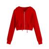 FOCLMP Womens Cropped Hoodie Zip Up Hoodies Jackets Zipper Long Sleeve Sweatshirts Fall Trendy 2024 Y2K Fashion Clothes Hoodies for Women Pullover Red Medium view 1
