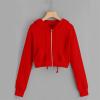 FOCLMP Womens Cropped Hoodie Zip Up Hoodies Jackets Zipper Long Sleeve Sweatshirts Fall Trendy 2024 Y2K Fashion Clothes Hoodies for Women Pullover Red Medium view 3