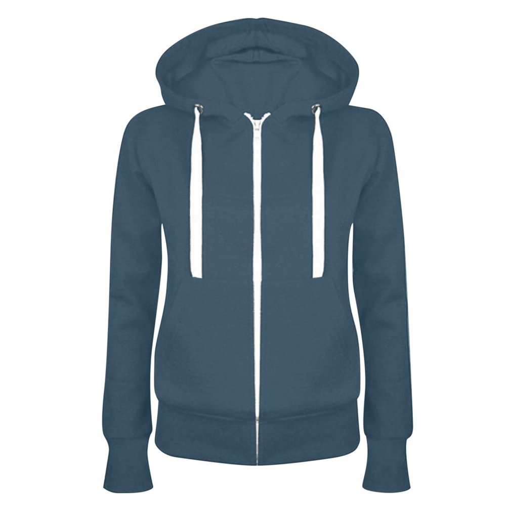 FOCLMP Women 2024 Zip Up Trendy Hoodies Lightweight Sweatshirts Jackets Drawstring Hooded Sweatshirt Casual Fashion Clothes Spring Sweaters for Women 2024 Navy X-Large