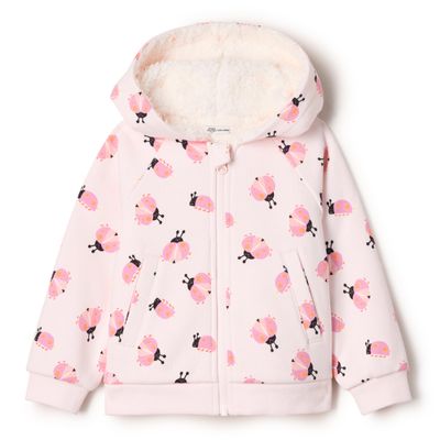 Amazon Essentials x Sofia Grainge Unisex Babies' Zip Hoodie Sweatshirt, Pale Pink Small Ladybugs, 4T