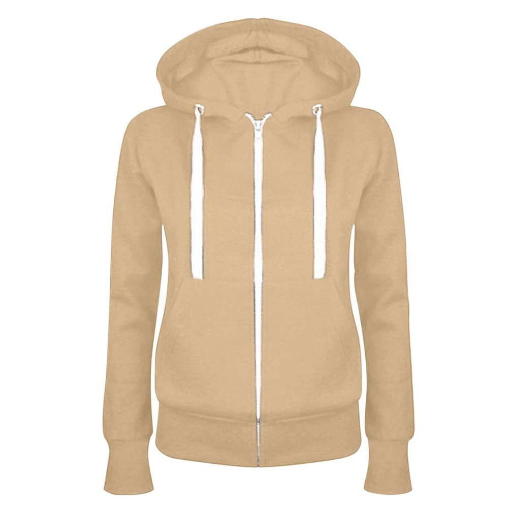 FOCLMP Women 2024 Zip Up Trendy Hoodies Lightweight Sweatshirts Jackets Drawstring Hooded Sweatshirt Casual Fashion Clothes Hoodie Y2K Women Khaki Medium