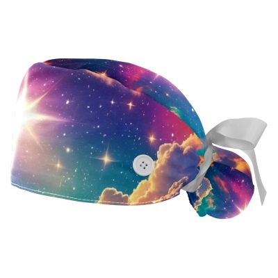 2 Pieces Scrub Caps Women Nebula Clouds Men's Scrub Cap Surgical Caps for Hospital Multi
