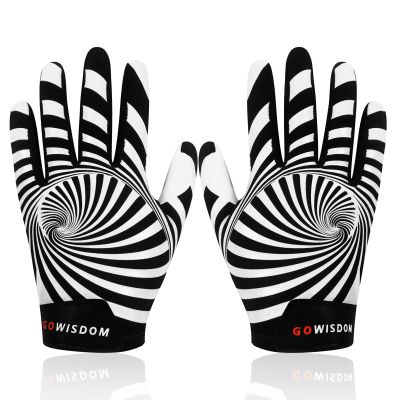 hisptgo Youth Football Gloves, Ultra Sticky Receiver Gloves for Kids with Enhanced Grip and Protection, Ideal for Flag and Touch Football, Spiral Black