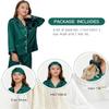 ALHAVONE Kids Girl Pajama Set with Headband Blindfold Hair Tie Toddler Boy Girl Satin Silky Button-up Pajama Sleepwear (Deep green-long, 165) view 4