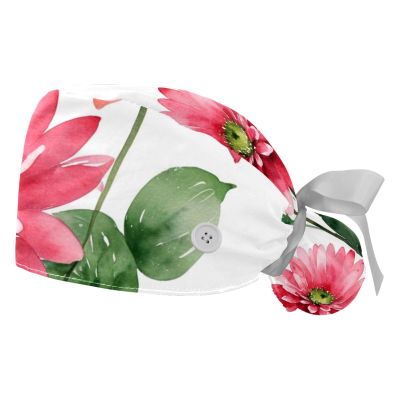 2 Pieces Scrub Caps Women Hydrangea Flower Womens Scrub Cap Surgical Bouffant Caps for Women for Kitchen Multi