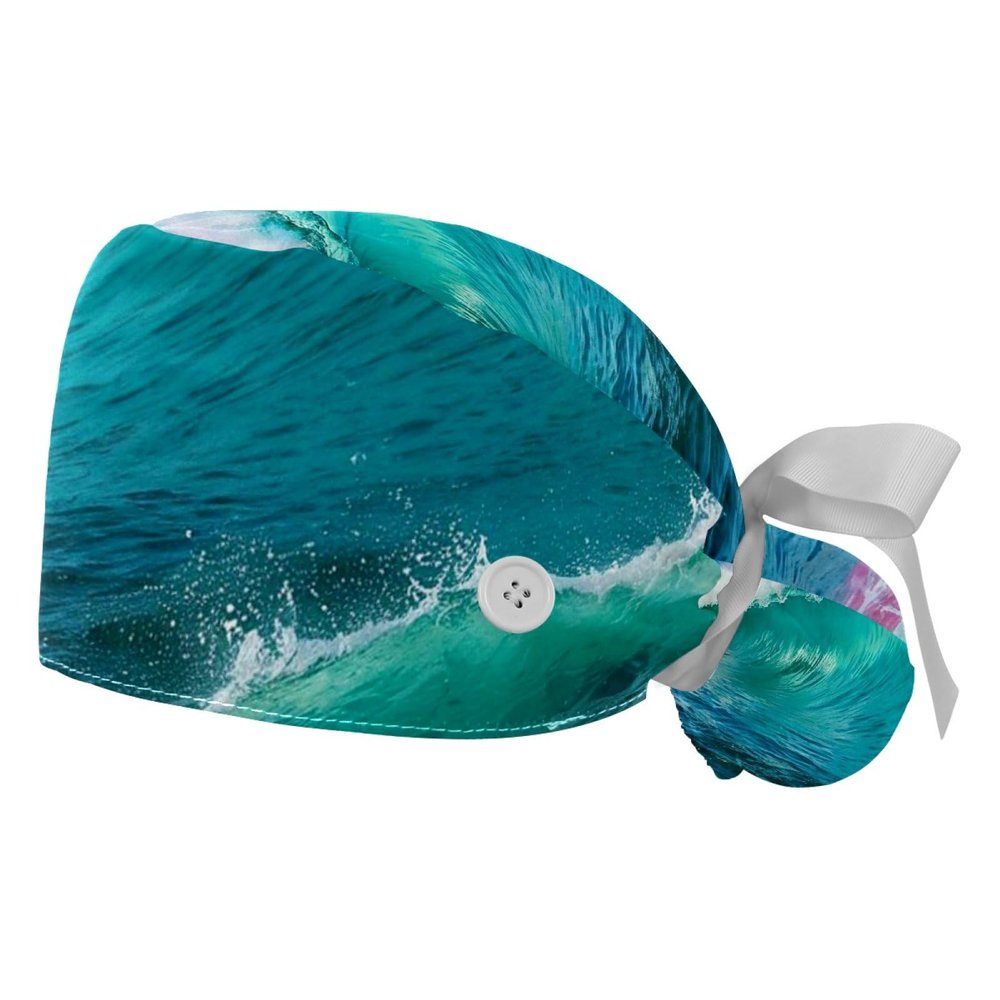 2 Pieces Scrub Caps Women Oil Painting Tree Chef Cap Surgical Caps for The Surgeon Multi