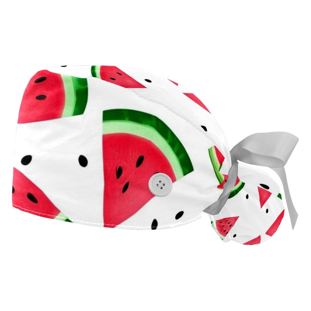 2 Pieces Scrub Caps Women Watermelons Fruits Scrub Caps Women Satin Lined Nursing Hats for Women for Hospital Multi