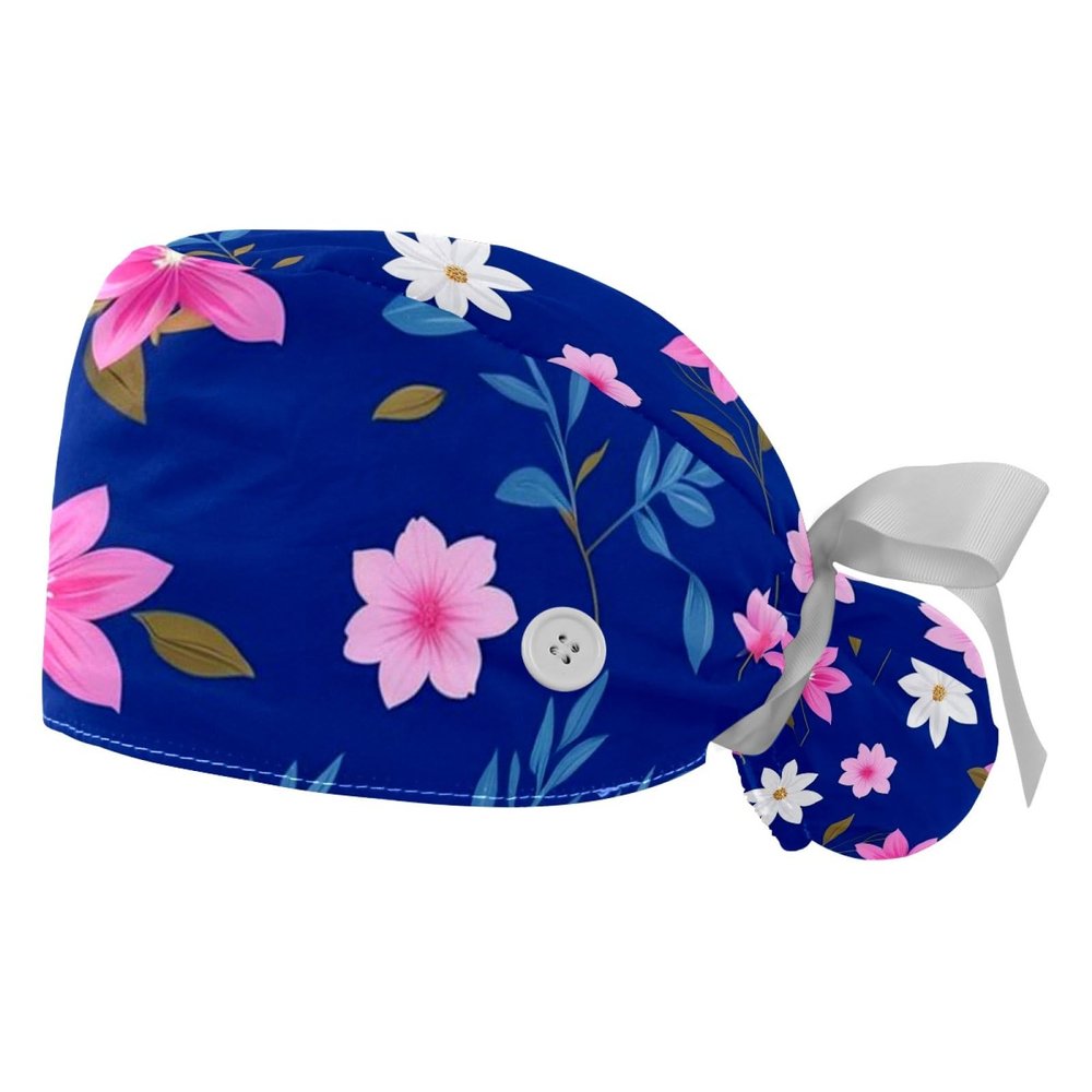 2 Pieces Scrub Caps Women Leaves Flower Scrub Cap Surgical Cap for Kitchen Multi