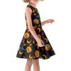 OZELANSAY Halloween Black Dress Kids Cute Pumpkin and Bats Graphic Casual Crew Neck Skater Swing Summer Dresses 15T 16T School Funny Halloween Print Outfits Home Sleeveless Clothes Novelty Dress view 3