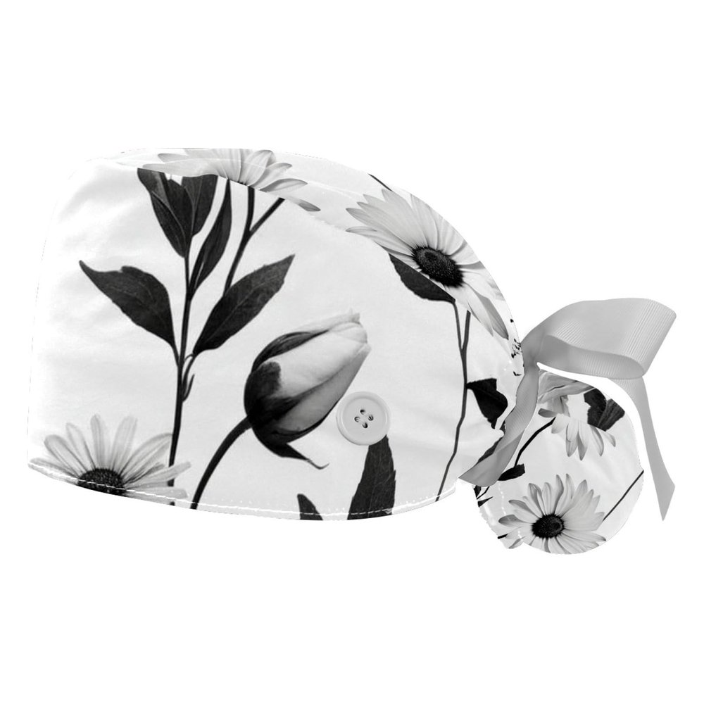 2 Pieces Scrub Caps Women Flower Herb Scrub Caps Women Satin Lined Scrub Caps Surgical Women for Hospital Multi