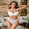 Avidlove Women Lingerie with Push Up Bra Sexy Lace Panty Sets 2 Piece Lace Teddy Lingerie White Bralette view 4