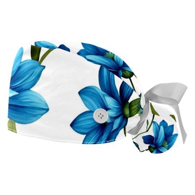 2 Pieces Scrub Caps Women Spring Tulips Flower Men's Scrub Cap Surgical Caps for Hospital Multi