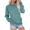 FOCLMP Women Solid Colors Crewneck Sweatshirts Long Sleeve Pullover Tops No Hood Cute Sweatshirt Comfort Sweaters 2024 Fall Vacation Outfits for Women 2024 Blue Medium view 1
