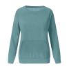 FOCLMP Women Solid Colors Crewneck Sweatshirts Long Sleeve Pullover Tops No Hood Cute Sweatshirt Comfort Sweaters 2024 Fall Vacation Outfits for Women 2024 Blue Medium view 3