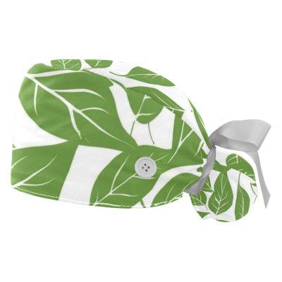 2 Pieces Scrub Caps Women Leaf Ponytail Scrub Cap Surgical Scrub Cap for Home Multi