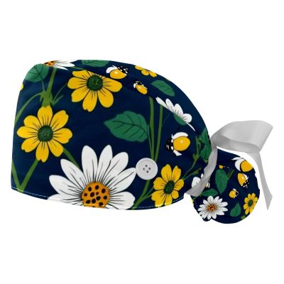 2 Pieces Scrub Caps Women Plant Abstract Flowers Ponytail Scrub Cap Surgical Scrub Cap for Kitchen Multi