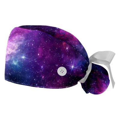 2 Pieces Scrub Caps Women Nebula Men's Scrub Cap Surgical Caps for Hospital Multi