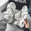 Denim-Like Men Platform Shoes Chunky Sneakers for Women Aesthetic Shoes All Season (White,7) view 2