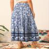 Allegra K Boho Skirt for Women's Casual Peasant Floral Bohemian Tassels Elastic Waist Maxi Skirts XX-Large Blue view 2