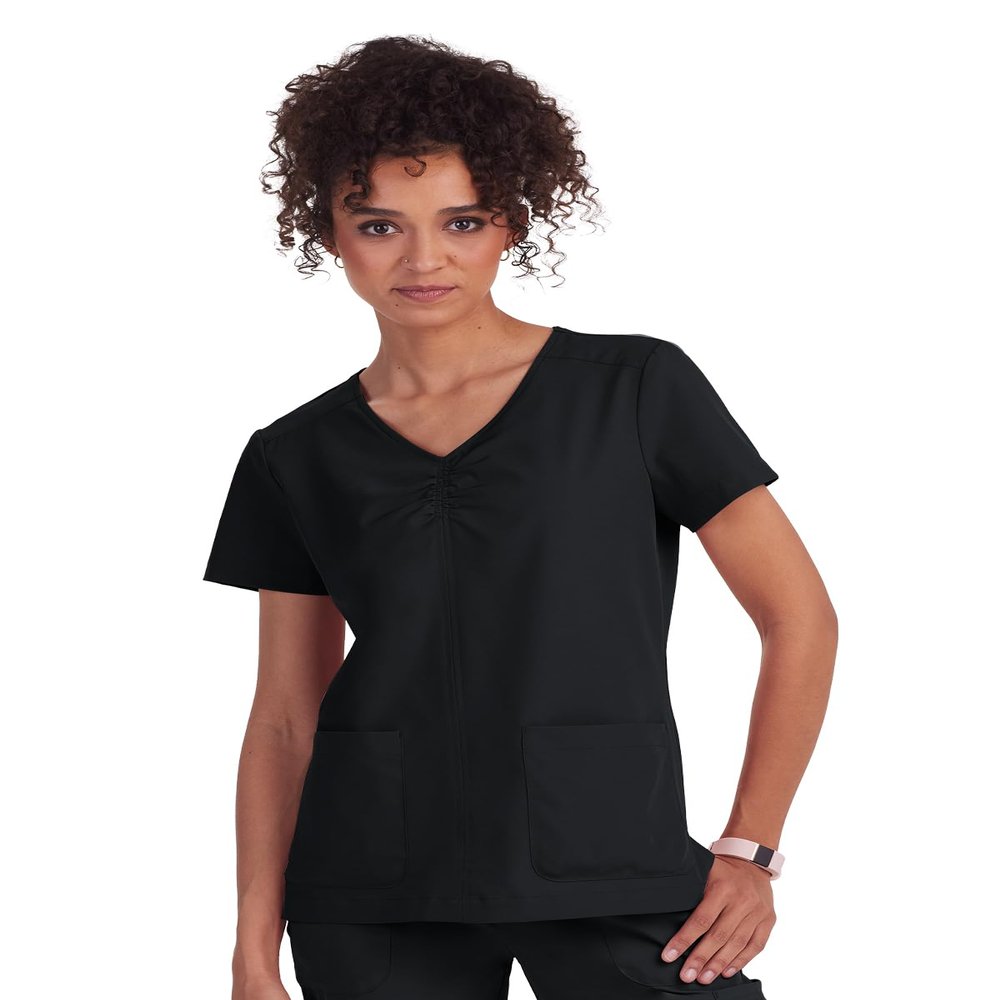 KOI Planet Enik Women's 2-Pocket Eco-Friendly Scrub Top Black Large