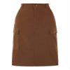 Allegra K Corduroy Cargo Skirts for Women's High Waisted Elastic Back H Line 2025 Fall Midi Skirt X-Small Brown view 1