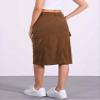Allegra K Corduroy Cargo Skirts for Women's High Waisted Elastic Back H Line 2025 Fall Midi Skirt X-Small Brown view 2