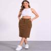 Allegra K Corduroy Cargo Skirts for Women's High Waisted Elastic Back H Line 2025 Fall Midi Skirt X-Small Brown view 3
