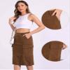 Allegra K Corduroy Cargo Skirts for Women's High Waisted Elastic Back H Line 2025 Fall Midi Skirt X-Small Brown view 4