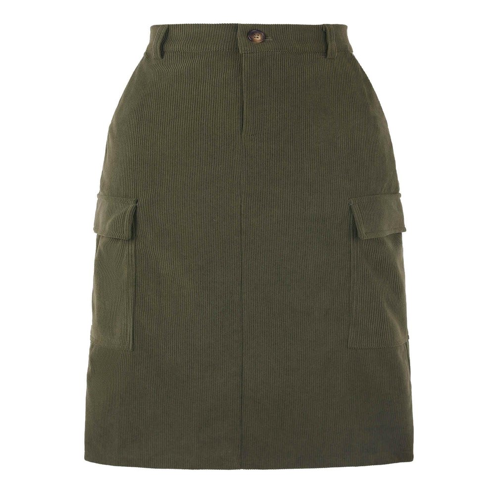 Allegra K Corduroy Cargo Skirts for Women's High Waisted Elastic Back H Line 2025 Fall Midi Skirt X-Small Army Green
