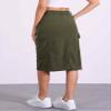Allegra K Corduroy Cargo Skirts for Women's High Waisted Elastic Back H Line 2025 Fall Midi Skirt X-Small Army Green view 2