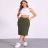 Allegra K Corduroy Cargo Skirts for Women's High Waisted Elastic Back H Line 2025 Fall Midi Skirt X-Small Army Green view 3