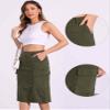 Allegra K Corduroy Cargo Skirts for Women's High Waisted Elastic Back H Line 2025 Fall Midi Skirt X-Small Army Green view 4