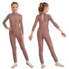 JEYPINMI Kids Girls Unitard Rhinestone Gymnastics Leotard Dance Bodysuit Full Body Figure Ice Skating Jumpsuit Dusty Pink 16 Years view 1