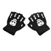 MinnowXY Toddler Kids Halloween Cosplay Skeleton Skull Half Finger Gloves Glow in The Dark Luminous Fingerless Winter Mittens Black+White view 1