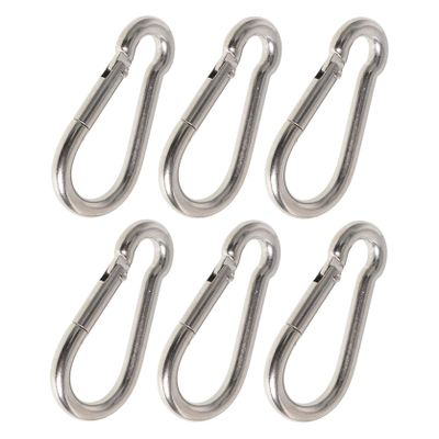TINVHY 2.25IN 304 Stainless Steel Spring Snap Hook Carabiner, Silver Safety Hook, 6 Pcs Set for Keys Swing Set Camping Fishing Hiking Traveling