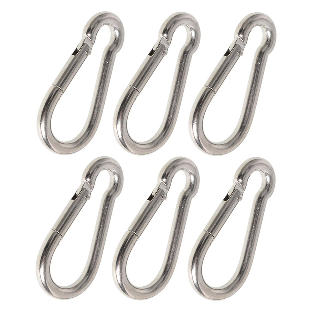 TINVHY 2.25IN 304 Stainless Steel Spring Snap Hook Carabiner, Silver Safety Hook, 6 Pcs Set for Keys Swing Set Camping Fishing Hiking Traveling