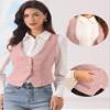 Allegra K Vintage Vest for Women's Button Up Jacquard Steampunk Suit Waistcoat with Pockets X-Large Pink view 2