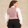Allegra K Vintage Vest for Women's Button Up Jacquard Steampunk Suit Waistcoat with Pockets X-Large Pink view 4