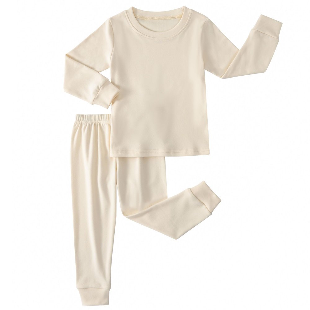 JWWN Kids Thermal Underwear Set Toddler Winter Base Layer Ultra Soft Long Johns for Little Boys Girls (Beige,6Years)