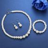 MinnowXY Fashion Pearl Beaded Chain Drop Earrings Women White Faux Pearl Necklace Bracelet Jewelry Set Gift for Sisters ABS view 2