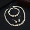 MinnowXY Fashion Pearl Beaded Chain Drop Earrings Women White Faux Pearl Necklace Bracelet Jewelry Set Gift for Sisters ABS view 3