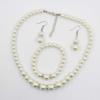 MinnowXY Fashion Pearl Beaded Chain Drop Earrings Women White Faux Pearl Necklace Bracelet Jewelry Set Gift for Sisters ABS view 4