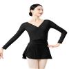 Avrigirl Crop Black Ballet Wrap Tops for Women, Knitted Dance Shrugs Athletic Sweater Shirts for Leotards view 3