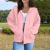 COTECRAM , Womens Sweatshirt Plus Size Oversized Hoodies Dressy Casual Long Sleeve Sweaters Y2k Outfits Zip Up Hoodies (A Pink, X-Large) view 2